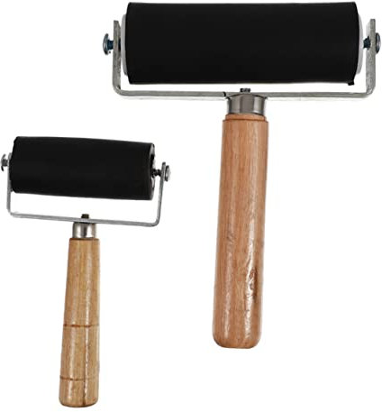 KONTONTY 2pcs Professional Painting Rollers Rubber Roller Brush Spikes for Even Ink and Paint Application