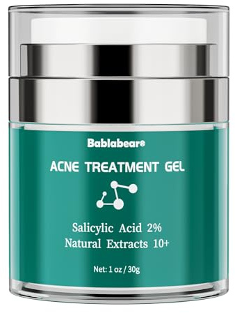Bablabear 2% Salicylic Acid Acne Treatment Cream for Face Back/Butt/Body,Spot Treatment for Pimples,Face Blemishes,Blackheads,Oil Control,Ingredients are Natural,Suitable for Teenagers/Women/Men（30g）