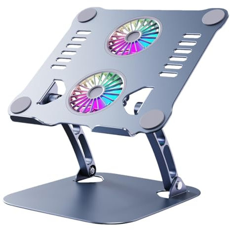 Laptop Cooling Stand | Laptop Metal Cooling Pad, Ergonomic Foldable Laptop Cooling Pad With Double Fan, Aluminum Alloy Lifting and Folding Double Fan, Adjustable Height Cooler for Laptop and Tablet
