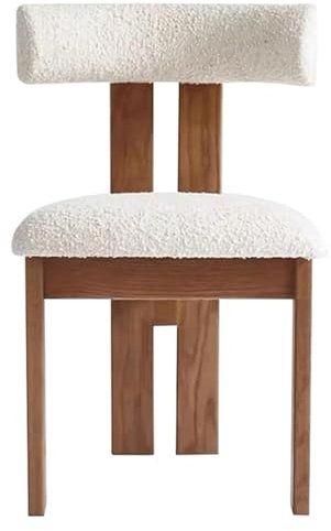 Vit Sherpa matstol Modern böjd stoppad köksstol med träben Öppen baksida stol för vardagsrum/matsal/lounge