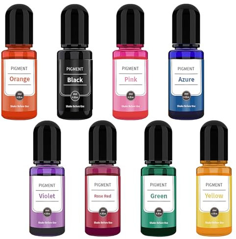 Pluvyze 8Pcs Farbpigmente für Gießpulver Farbe für Gießpulver Farbe Farbpigmente für Gips Betonpigment für Gipsbeschichtung Gießharz,DIY-Basteln,Helle Farben（10 ml）
