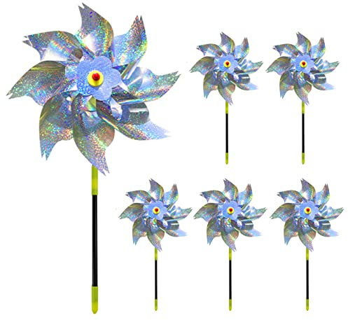 Muzrunq Moulin à Vent répulsif réfléchi 6pcs Pigeon dissuasif avec des enjeux du Jardin Pinde à Vent Scintillant pour Les Oiseaux effrayants