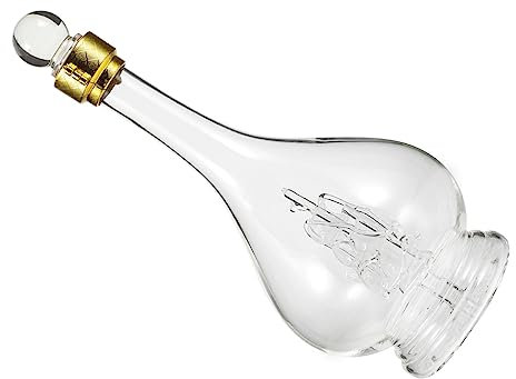 Holibanna Decantador de Licor y Vino de Cristal Transparente 500 Ml, Botella de Vidrio Soplado a Mano, Diseño Creativo de Barco de Vela, para Bar y Restaurante, Adecuado para Fiestas y Regalos