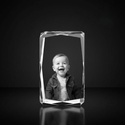 Giftic 3D Modern Customized Crystal Photo, Personalized Mothers Day Gifts With Your Own Photo for Him, Her, Mom, Dad Gift (Tall, Small: 8x5x5cm, Glass Crystal)