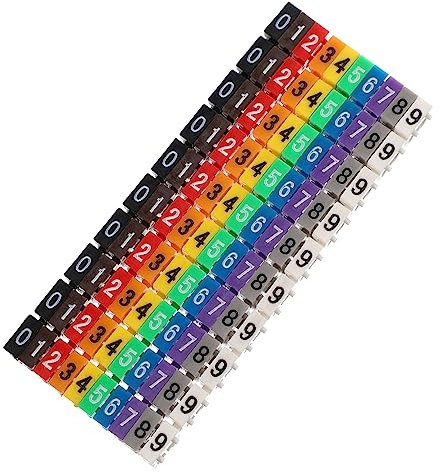 ELAYARD 100pcs Buckle Cable Number Labels 4mm Wire Marker Tubes 0-9 Numbered Wire Tags for Organized Wiring Identification and Color-Coding in Home and Office