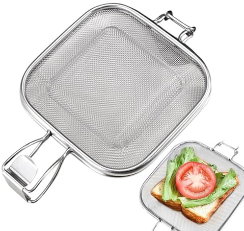 Prensa para hacer sándwiches, rejilla circular, placa de tostado antiadherente, olla de pan de acero inoxidable, molde de malla para hornear, herramienta de desayuno de calor rápido, dispositivo de