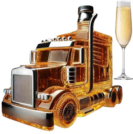 Jlobnyiun Bourbon Decanter, Half Truck Whisky Bottle - 375 ml Vintage Spirits Container with Plug for Bar Wedding Birthday Champagne