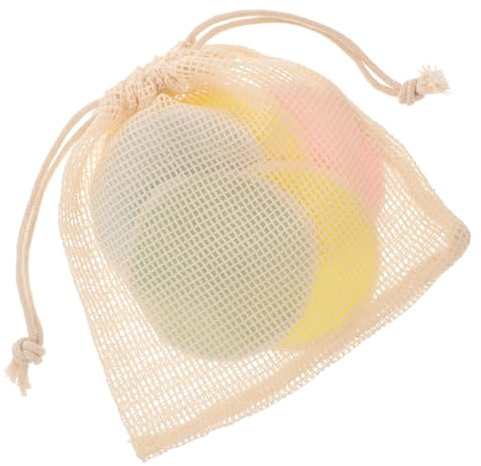 Healvian Tampons Démaquillants Réutilisables Houppette Double Face 6 Pièces 8 Cm Coton Doux Pour Femmes Usage Quotidien Avec Paquet à Cordon