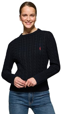Polo Club Jersey para Mujer Estilo Trenzado con Cuello Redondo y Bordado 100% Algodón