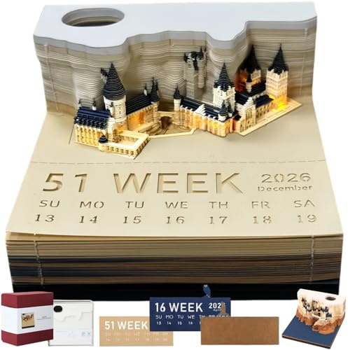 3D Memo Pads Calendar 2026,Magic Castle 3D DIY Art Creative Time Piece Calendar 2026 Tear Away Carving Sticky DIY Post Craft (Magic Castle 2026)