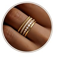 Florideco 14K Gold Plated Stackable Rings for Women Non Tarnish Dainty Cubic Zirconia Thumb Rings Stacking Set Statement Promise Band Ring Sets G7