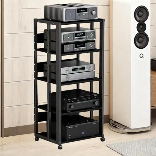 SHZYJBRY Mobile Stereo Hi-Fi Rack 5 Ripiani con Ruote Universali
