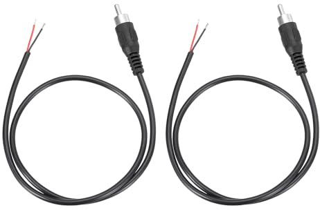 sourcing map 1.6FT RCA to Bare Wire Speaker Cable, 22AWG Replacement Black RCA Male Plug to Open End Pigtail Audio Cable Connector Adapter for Amplifier, Home Audio Speakers, Pack of 2