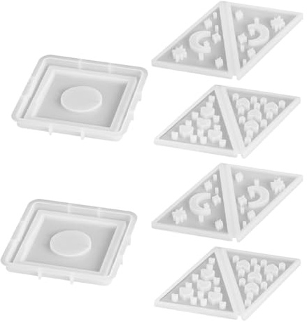POPETPOP 2 Sets Silicone Pyramid Tealight Holder Molds for Epoxy Resin Casting, Including Moon and Heart Shape Candle Holder Molds for DIY Craft and Home Decoration