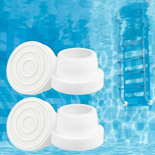 DIELOVEHUA 4 Pièces Tampons en Caoutchouc pour Piscine, Protections pour Échelles de Piscines, Bouchon en Caoutchouc de Rechange, Accessoires pour Échelles de Piscine, Blanc
