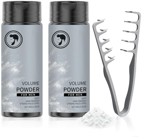 Polvos Texturizantes 2 Piezas + Peine Texturizador Hombre, Polvos Pelo Hombre, Voluminizador Cabello, Peine Hombre Volumen, Fijación de Larga Duración- Peinado Natural, Voluminoso y Mate