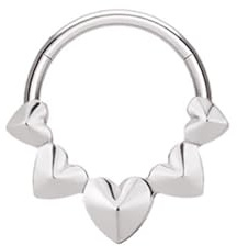 Homxi Piercing Oreja Oro Calibre 16 (1.2x8mm), Corazón Hueco, Acero Inoxidable Pendientes Piercing Nariz