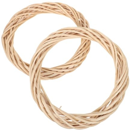 NUSITOU 2 Stück Runder Weidenkranz 24,5cm mit Rustikaler Struktur Stabil und Einfach zum Selbstgemacht Basteln für Türdekoration zu Weihnachten und Hochzeit