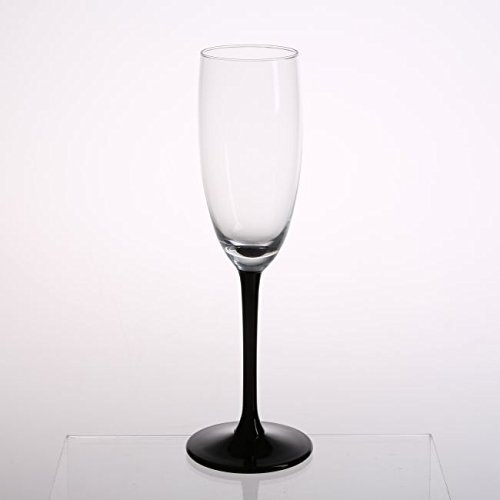 Lot de 6 flûtes à champagne 180 ml + boîte de présentation pied noir