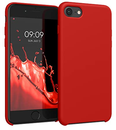 kwmobile Handyhülle für Apple iPhone SE (2022/2020) / iPhone 8/7 Hülle - Case Silikon - Kabelloses Laden - Schutzhülle Cover in Rot