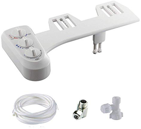 Bidet non électrique pour cuvette WC, double buse auto-nettoyante, jet d'eau chaude et froide, kit de pulvérisation mécanique d'eau, avec contrôle de pression et de température, facile à installer.