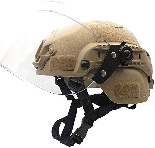 Casque Tactique Mich 2000 Fast avec Lunettes de Protection Transparentes Riot Visor Face Shield pour Airsoft Paintball CS War Games Sports de Plein air