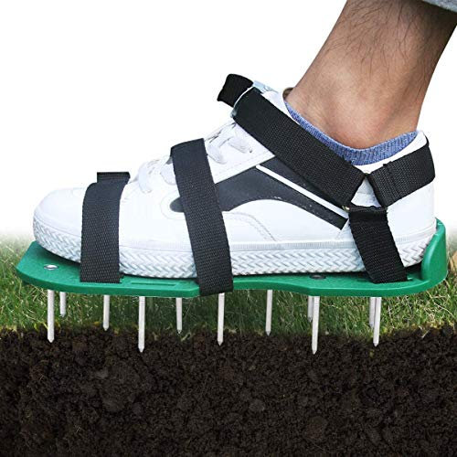 Hilif Lawn Aerator Shoes Lawn Aerating Shoes Lawn Aerator Sandals Lawn Aerator Scarifier Lawn Scarifier Lawn Aerator Spike Lawn Aeration Shoes with 3 Straps / 4 Straps for Your Lawn or Yard (3 Straps)