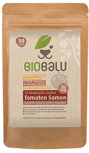 Biobalu Tomatensamen Bio - 10 Alte Sorten in Einzelpackungen - Historisches Saatgut Set Tomaten, Saatgut Raritäten in Bioqualität, Samenfeste & Seltene Tomatensorten für - Geschenkset