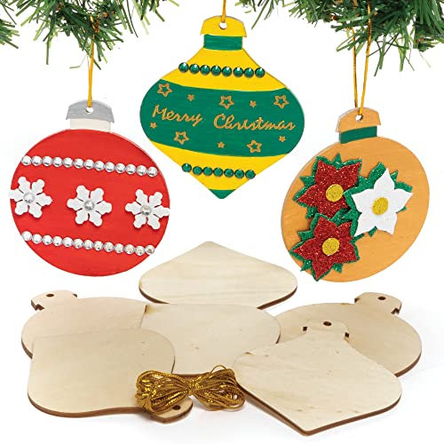 Baker Ross FC117 Boules de Noël Enfant en Bois - Lot de 12, Décoration Manuelle pour Enfant