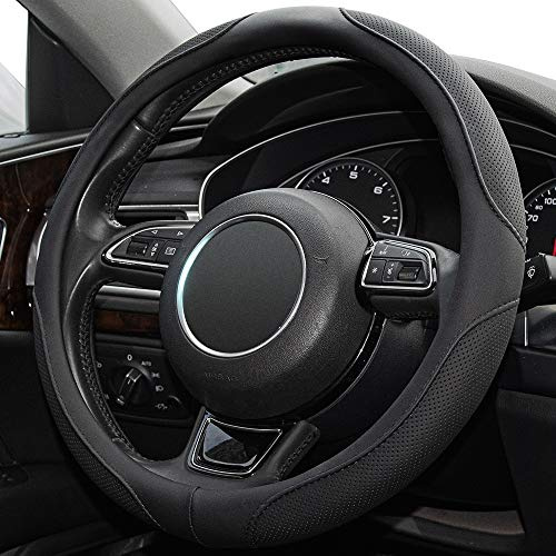 Xizopucy 14inch Steering Wheel Cover,Prius,Civic,S,(14-14.25inch)-Black Microfiber Leather Breathable, Anti Slip Car Accessories-