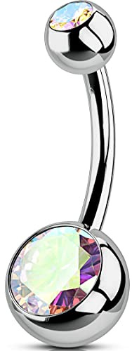 OUFER Body Piercing Barras de ombligo de 10mm de rosca interna barras de titanio bolas de 14g piercing extra largo para ombligo anillos de barra de 1,6 mm anillos de ombligo joyería para mujeres
