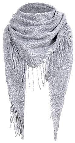 Durio Schal Damen Winter Dreieckstuch Herbstschal Schal Weich Deckenschal Kaschmir Tuch Elegant Mit Fransen Grau Einheitsgröße