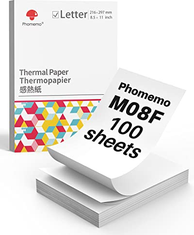Phomemo US Letter Folding Thermal Paper,Continuous Phomemo M08F Thermal Paper, Compatible with COLORWING M08F-Letter, M08D, Compatible with TATTMUSE Printer, Size 8.5 x 11,100 Sheets