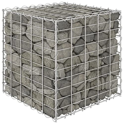 FIRBNUS 50x50x50 cm Gabbione Letto Rialzato a Cubo Metall Gabbia Fioriere Rialzate Gabbioni Metallici Fioriera a Gabbione Portafiori Giardino Alta Capacità di Carico in Filo di Acciaio