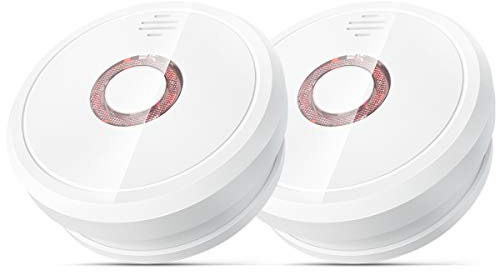 Smoke Alarms for Home 2 Pack, Isafenest Smoke Alarm 10-Year Sensor/5-Year Battery Fire Alarm with LED Indicator and Silence Button, Photoelectric Fire Alarm Battery Operated