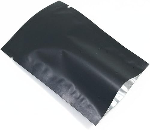 WACCOMT Pack 200 st. matt svart platt öppen topp Mylar påsar 12 x 18 cm