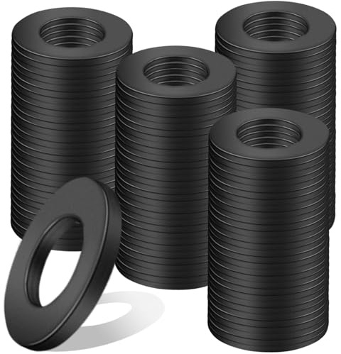 Nenull Unterlegscheiben M6 x 12mm Flache Distanzscheiben Schwarz 120 Stk | Karosseriescheiben Distanzscheiben Kohlenstoffstahl Dichtung Beilagscheiben für Reparaturen zu Hause Schrauben Gewindestange