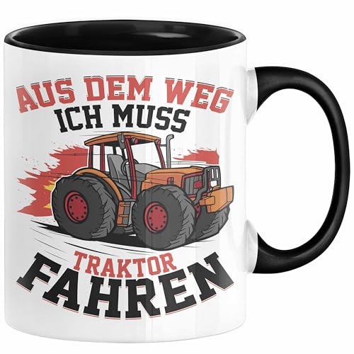 Bauer Landwirt Geschenk Tasse Aus Dem Weg Ich Muss Traktor Fahren Geschenkidee Jungs (Schwarz)