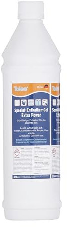 Toiee Spezial-Entkalker-GEL EXTRA POWER (1000 ml). Dischflüssiger Entkalker für das gesamte Bad. Leicht aufzutragen auf: Fliesen, Sanitärkeramik, Regale, Glas-, wände, Armaturen, Duschen usw.