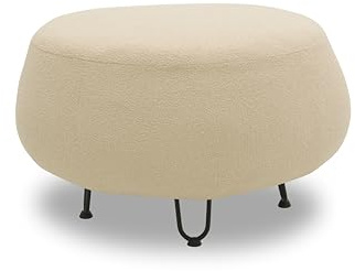 DOMO. collection Outdoor Polsterhocker Langeoog, wetterfeste Gartenmöbel, Hocker rund mit Metallfüßen, 78 x 78 x 46 cm (BxTxH), beige