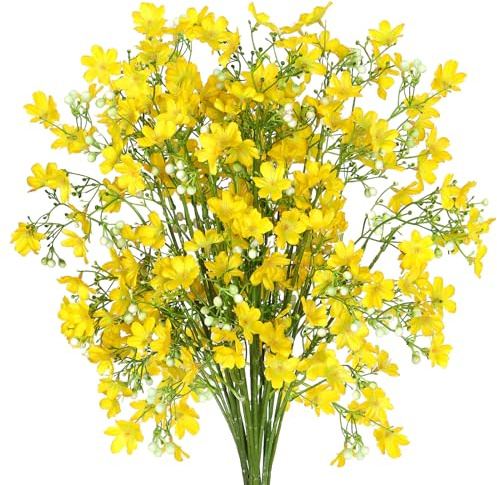 MEIVINES Kunstblumen 8 Bündel Seidenblumen, Langstielige Kunstblumen Frühling, 67cm Gelb Künstliche Balkonpflanzen Künstliche Blumen für Draußen Balkon Garten