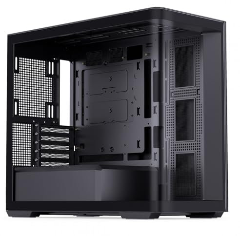 Jonsbo D300 Case PC Midi-Tower – Nero | Case Micro-ATX con vetro temperato a 270°, supporto per doppio radiatore, pronto per connessione posteriore