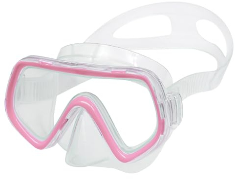 TNSLAND Gafas Natacion Niño Visión Panorámica de 180, Antivaho Gafas Buceo Niño, Impermeable Gafas Piscina Niños, Gafas Natacion Niña Gafas de Buceo Apto para Niños de 3 a 12 Años, Rosa Transparente