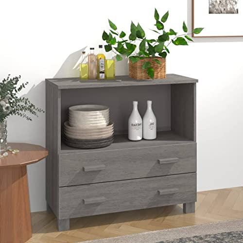 CIADAZ Sideboard, Kommode Schlafzimmer, Kommoden & Sideboards, Wohnzimmerschrank, Flur Kommode, Zimmer Möbel, Hellgrau 85x35x80 cm Massivholz Kiefer
