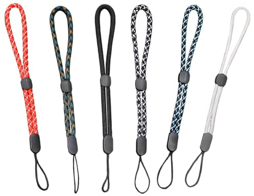 Lhbwhiz 6 Pièces Dragonne, Dragonne Courte Ajustable, Dragonne, Dragonne Universelle, Porte-clés, Dragonne de Téléphone Portable, pour Porte-clés d'appareil Photo, Portefeuille de Lampe de Poche