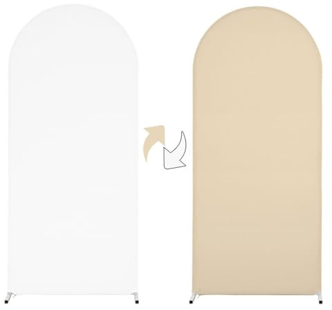 Mateju Hochzeit Bogen Hintergrund Abdeckung Zwei Farben Reversibel Bogen Hintergrundabdeckung für Geburtstagshochzeit Zeremonie Baby Dusche Party Dekoration (Weiß/Champagner,6.6ft (100x200cm))