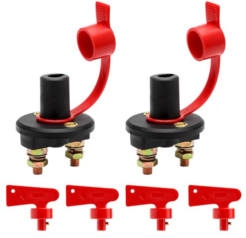 TNSLAND 2 Pezzi Stacca Batteria 12V - 24V, Staccabatteria Isolatore con 4 Chiavi, Batteria Principale Interruttore con Copertura Impermeabile per Veicolo Barca Auto
