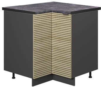 Vicco Eckunterschrank Fame-Line, Eiche Paneel, 80.5 cm | MDF-Front · AP Anthrazit inkl. · Höhenverstellbare Füße · Metallgriffe · Soft-Close