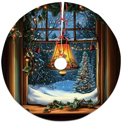 Weihnachtsglocke Weihnachtsbaumrock, roter Vintage-Baumrock für Winterfeste, Weihnachtsdekoration für drinnen und draußen, 122 cm