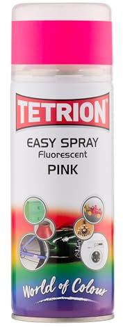 Tetrion Fluorescent Pink Easy Spray Paint for Wood, Metal, Ceramic, and Plastic - Indoor Outdoor Use - Easy Application 400 ml